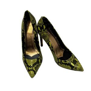 Ted Baker London Womens Yellow Black Snakeskin Pointed Toe Stiletto Heels 36.5